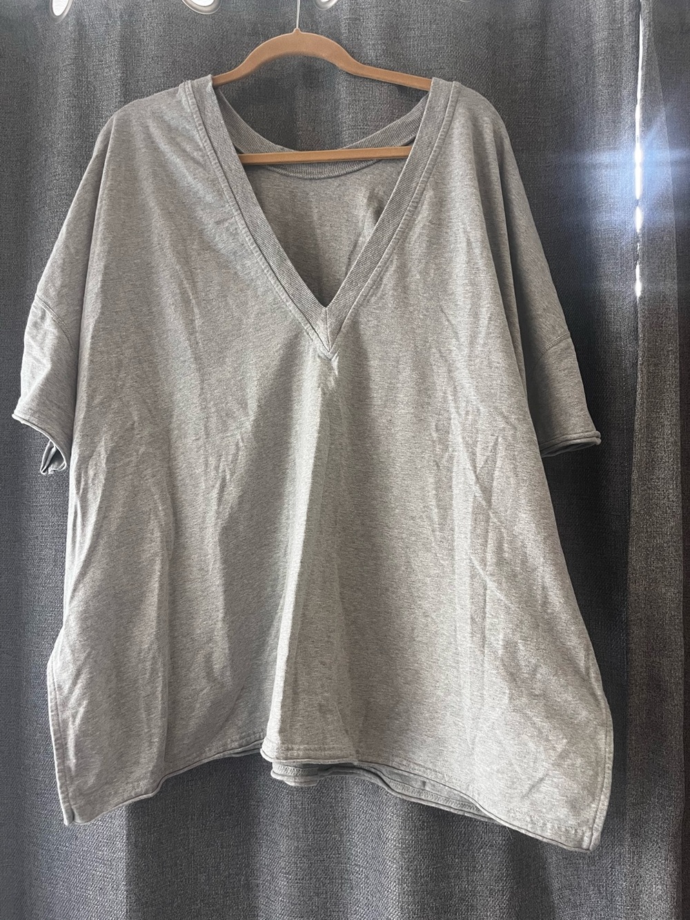 Free People Oversized V-Neck Tunic in Heather Gray